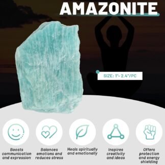1.1lb Bulk Raw Amazonite Stone Rough Crystal-Natural Raw Stones Crystal for Tumbling, Cabbing, Fountain Rocks, Decoration,Polishing, Wire Wrapping, Wicca & Reiki Crystal Healing