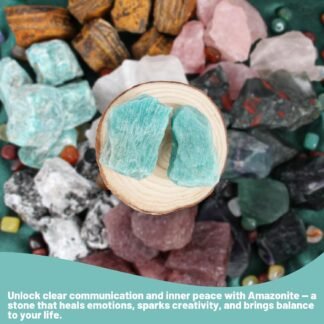 1.1lb Bulk Raw Amazonite Stone Rough Crystal-Natural Raw Stones Crystal for Tumbling, Cabbing, Fountain Rocks, Decoration,Polishing, Wire Wrapping, Wicca & Reiki Crystal Healing