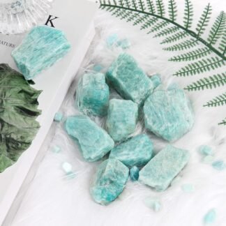 1.1lb Bulk Raw Amazonite Stone Rough Crystal-Natural Raw Stones Crystal for Tumbling, Cabbing, Fountain Rocks, Decoration,Polishing, Wire Wrapping, Wicca & Reiki Crystal Healing