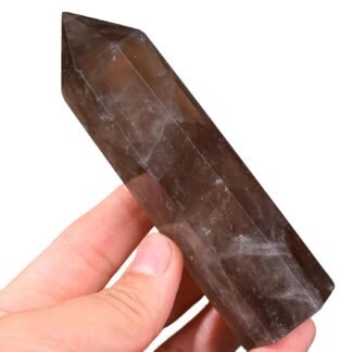 1Pc Large Smoky Quartz Wands / 4.8"-5.11" (12-13cm),Natural Healing Crystal Tower / 6 Faceted Chakra Crystal Point Reiki Meditation Therapy
