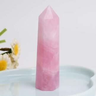 1PCS Rose Quartz Natural Crystal Towers 2.75-3.54" Healing Crystal Wand 6 Faceted Chakra Reiki Meditation Therapy