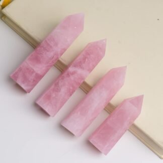 1PCS Rose Quartz Natural Crystal Towers 2.75-3.54" Healing Crystal Wand 6 Faceted Chakra Reiki Meditation Therapy