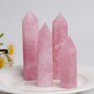 1PCS Rose Quartz Natural Crystal Towers 2.75-3.54" Healing Crystal Wand 6 Faceted Chakra Reiki Meditation Therapy