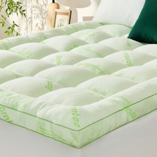 2 Inch Thick Mattress Topper Queen - Viscose Made from Bamboo Pillow Top Memory Foam Mattress Pad for Back Pain, Ultra Soft & Cooling for Hot Sleepers, 6-18'' Deep Pocket, Green