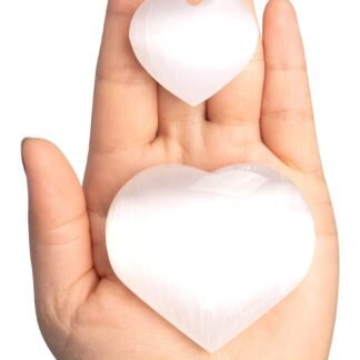 2 pc Selenite Heart Palm Stone Heart Shaped Crystals and Healing Stones- Pocket Worry Stone for Anxiety and Stress Relief - Healing Crystals for Meditation Reiki Spiritual - lunas-mystic-emporium.com 2 pc Selenite Heart Palm Stone, Heart Shaped Crystals and Healing Stones- Pocket Worry Stone for Anxiety and Stress Relief - Healing Crystals for Meditation, Reiki, Spiritual...