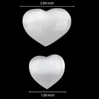 2 pc Selenite Heart Palm Stone, Heart Shaped Crystals and Healing Stones- Pocket Worry Stone for Anxiety and Stress Relief - Healing Crystals for Meditation, Reiki, Spiritual...