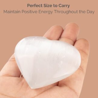 2 pc Selenite Heart Palm Stone, Heart Shaped Crystals and Healing Stones- Pocket Worry Stone for Anxiety and Stress Relief - Healing Crystals for Meditation, Reiki, Spiritual...