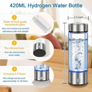 2026 Upgrade Hydrogen Water Bottle, Portable Hydrogen Water Ionizer Machine -SPE PEM Tech, Rechargeable Hydrogen Rich Water Glass Bottle for Travel, Gifts for Women, Christmas...