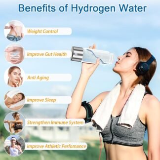 2026 Upgrade Hydrogen Water Bottle, Portable Hydrogen Water Ionizer Machine -SPE PEM Tech, Rechargeable Hydrogen Rich Water Glass Bottle for Travel, Gifts for Women, Christmas...