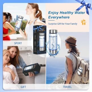 2026 Upgrade Hydrogen Water Bottle, Portable Hydrogen Water Ionizer Machine -SPE PEM Tech, Rechargeable Hydrogen Rich Water Glass Bottle for Travel, Gifts for Women, Christmas...
