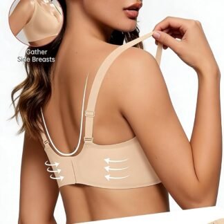 2026 Women Jelly Seamless Wireless Push Up Bras Deep V No Underwire Supportive Everyday Bra Full Coverage Plunge Bralettes