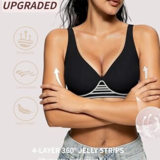 2026 Women Jelly Seamless Wireless Push Up Bras Deep V No Underwire Supportive Everyday Bra Full Coverage Plunge Bralettes