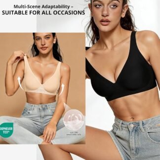 2026 Women Jelly Seamless Wireless Push Up Bras Deep V No Underwire Supportive Everyday Bra Full Coverage Plunge Bralettes