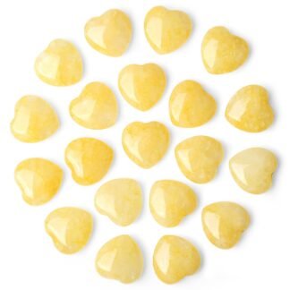 20PCS Citrine Heart Healing Crystals Set Stones Love Shaped Polished Crystal Cute Pocket Thumb Reiki Wholesale Set Gifts Balancing Meditation