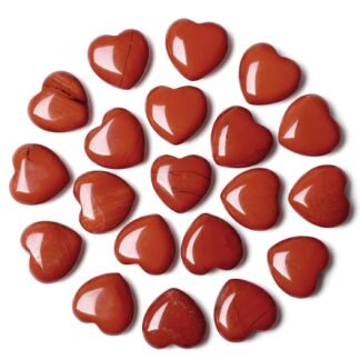 20PCS Red Jasper Heart Healing Crystals Set Stones Love Shaped Polished Crystal Natural Cute Pocket Thumb Reiki Wholesale Set Gifts Balancing Meditation Gifts for Women Mother's...