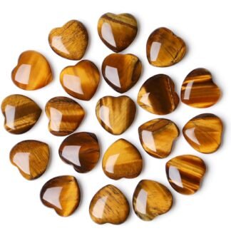 20PCS Tiger Eye Heart Stones Love Shaped Healing Crystals Set Polished Crystal Natural Cute Pocket Palm Thumb Worry Stone Reiki Wholesale Set Balancing Meditation Heart Gifts...