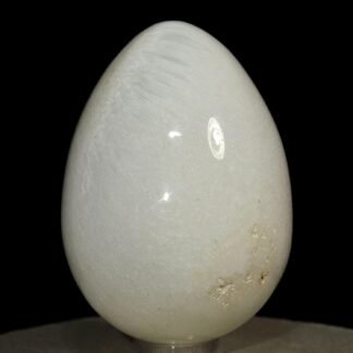 2.3" White Scolecite Egg Natural Zeolite Mineral Sparkling Crystal Polished Gemstone - India + Stand