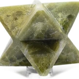 2.4" 110g Green Vesuvianite Vasonite Carved 8 Point Merkaba Star Polished Natural Sparkling Collectible Gemstone Crystal Mineral Specimen - India