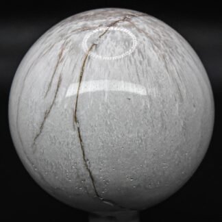24 270g White Scolecite Sphere Polished Natural Zeolite Gemstone Crystal Mineral Specimen Ball - India + Stand - lunas-mystic-emporium.com 2.4" 270g White Scolecite Sphere Polished Natural Zeolite Gemstone Crystal Mineral Specimen Ball - India + Stand