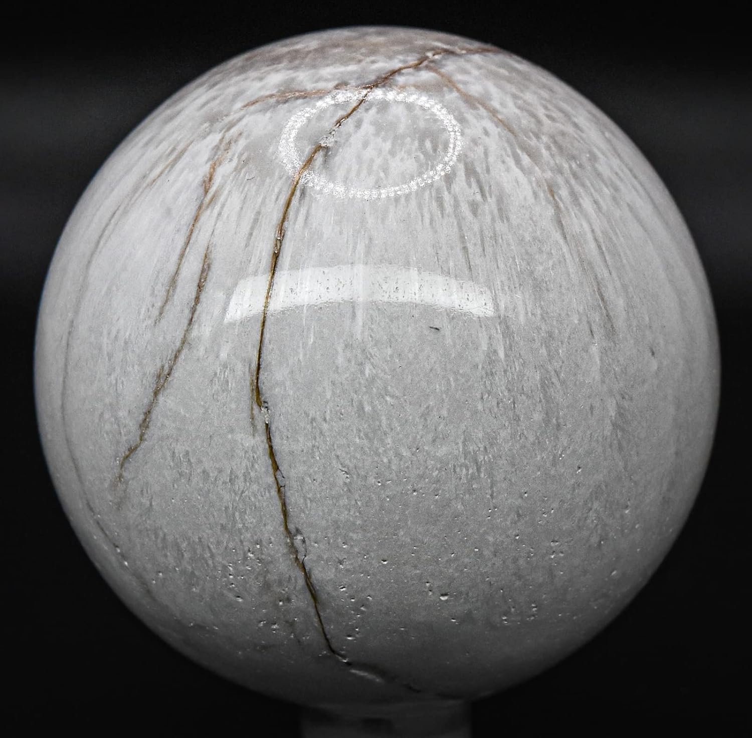 24 270g White Scolecite Sphere Polished Natural Zeolite Gemstone Crystal Mineral Specimen Ball - India + Stand - lunas-mystic-emporium.com 2.4" 270g White Scolecite Sphere Polished Natural Zeolite Gemstone Crystal Mineral Specimen Ball - India + Stand