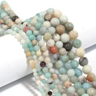 240Pcs Natural Amazonite Gemstone Beads Energy Healing Crystal Stone Round Loose Gemstone Stone Beads for Jewelry Making, DIY Bracelets Necklaces (Amazonite Beads-6mm)