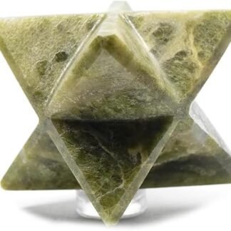 2.5" 125g Green Vesuvianite w/Inclusions Carved into 8 Point Merkaba Star Polished Natural Gemstone Crystal Mineral Décor Specimen - India