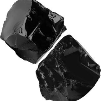2Pcs Black Obsidian 1.8-2.2" Large Raw Crystals Stones Rough Rocks Healing Crystal for Polishing Decoration Cabbing Wicca Reiki Tumbling Wire Wrapping Natrual Rock Gifts