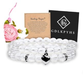 2Pcs Healing Crystal Bracelets for Women Handmade Beaded Bracelet Healing Prayers Crystal 8mm Natural Stone Beads Bracelet Stress Relief Get Well Soon Gifts