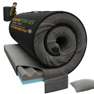 3 Inch Dual-Sided Memory Foam Camping Mattress, Waterproof Camping Sleeping Pad with Portable Pillow & Carry Bag, Roll Up Cot Mattress Mat for Guest Bed/Car/Tent