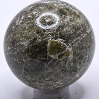 39mm 100g Dark Green Vesuvianite w/Inclusions Sphere Polished Natural Sparkling Vasonite Gemstone Crystal Mineral Ball - India + Stand