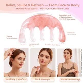 3pcs Scalp Massage Tool Head Massager Gua Sha Comb for Face/Neck/Body/Eye Massage, Promote Lymphatic Circulation Gifts,Pink Resin,Prop 65 Tested Quality