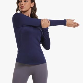 4 Pack Women's Long Sleeve Compression Shirts, Dry Fit Workout Athletic Sun Protection Cooling Tops for Yoga Running Gym