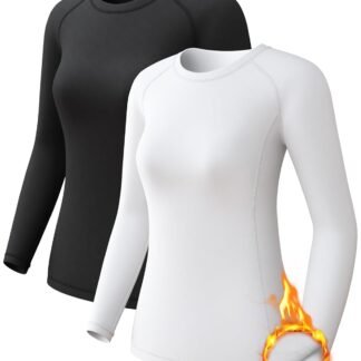 4 Pack Women's Long Sleeve Compression Shirts, Dry Fit Workout Athletic Sun Protection Cooling Tops for Yoga Running Gym