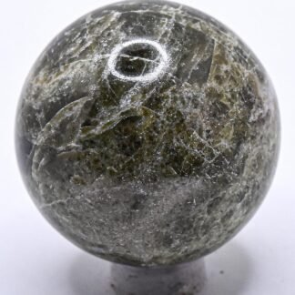 42mm 140g Rich Green Vesuvianite w/Inlcusions Carved Sphere Polished Natural Sparkling Vasonite Gemstone Crystal Mineral Décor Ball - India + Stand