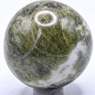 45mm 160g Green Vesuvianite Vasonite Sphere Polished Natural Sparkling Gemstone Crystal Mineral Décor Ball - India + Stand