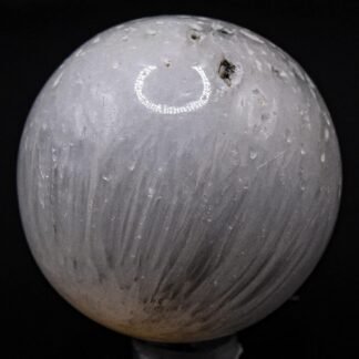 47mm 120g White Scolecite Druzy Sphere Polished Natural Zeolite Gemstone Crystal Mineral Collectible Ball - India + Stand