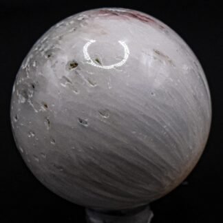 47mm 120g White Scolecite Druzy Sphere Polished Natural Zeolite Gemstone Crystal Mineral Collectible Ball - India + Stand