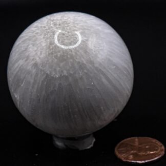 47mm 120g White Scolecite Druzy Sphere Polished Natural Zeolite Gemstone Crystal Mineral Collectible Ball - India + Stand