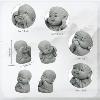 4Pcs Baby Buddha Statue Set 2 Inch Mini Zen Monk Sandstone Buddha for Desk Decor Laughing Buddha for Good Luck Car Dashboard Home Living Room Decor with Blessing Amulet - lunas-mystic-emporium.com 4Pcs Baby Buddha Statue Set, 2 Inch Mini Zen Monk, Sandstone Buddha for Desk Decor, Laughing Buddha for Good Luck, Car Dashboard, Home & Living Room Decor with Blessing Amulet