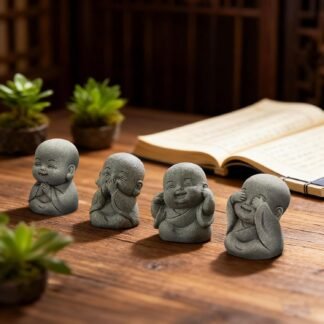 4Pcs Baby Buddha Statue Set 2 Inch Mini Zen Monk Sandstone Buddha for Desk Decor Laughing Buddha for Good Luck Car Dashboard Home Living Room Decor with Blessing Amulet - lunas-mystic-emporium.com 4Pcs Baby Buddha Statue Set, 2 Inch Mini Zen Monk, Sandstone Buddha for Desk Decor, Laughing Buddha for Good Luck, Car Dashboard, Home & Living Room Decor with Blessing Amulet
