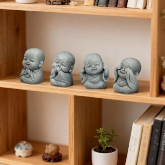 4Pcs Baby Buddha Statue Set 2 Inch Mini Zen Monk Sandstone Buddha for Desk Decor Laughing Buddha for Good Luck Car Dashboard Home Living Room Decor with Blessing Amulet - lunas-mystic-emporium.com 4Pcs Baby Buddha Statue Set, 2 Inch Mini Zen Monk, Sandstone Buddha for Desk Decor, Laughing Buddha for Good Luck, Car Dashboard, Home & Living Room Decor with Blessing Amulet