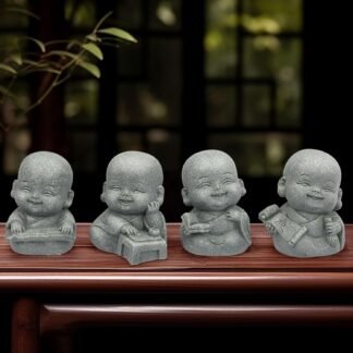 4Pcs Baby Buddha Statue Set 2 Inch Mini Zen Monk Sandstone Buddha for Desk Decor Laughing Buddha for Good Luck Car Dashboard Home Living Room Decor with Blessing Amulet - lunas-mystic-emporium.com 4Pcs Baby Buddha Statue Set, 2 Inch Mini Zen Monk, Sandstone Buddha for Desk Decor, Laughing Buddha for Good Luck, Car Dashboard, Home & Living Room Decor with Blessing Amulet