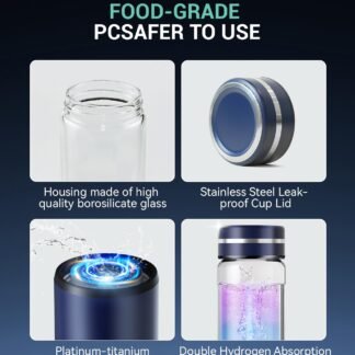 5.0 Upgrade 4000PPB High Concentration Hydrogen Water Bottle Generator【NO.1-24-Hour Hydrogen Lock】 SPE PEM Technology, Double Hydrogen Content & High Borosilicate Glass for...