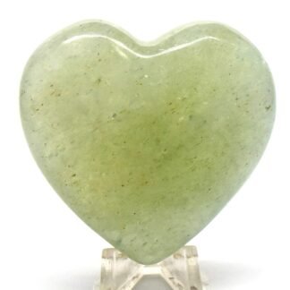 60mm Yellowish Green Vesuvianite Puffy Heart Translucent Natural Crystal Sparkling Idocrase Mineral Polished Gemstone Love Heart - India + Acrylic Display Stand