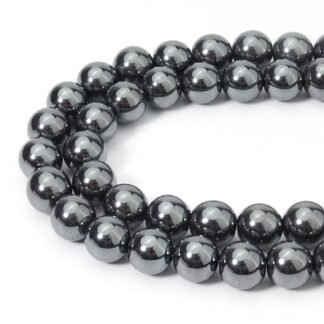 60pcs 6mm Natural Black Hematite Beads Energy Healing Crystal Round Loose Stone Beads for Jewelry Making, DIY Bracelets Necklaces