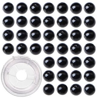 6mm 200pcs Natural Black Onyx Gemstone Round Loose Beads for Jewelry Making with Crystal Stretch Cord
