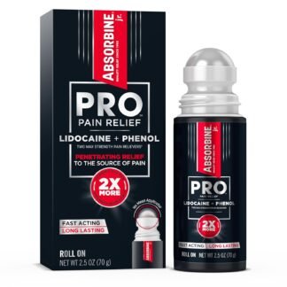 ABSORBINE JR. Pro Maximum-Strength Lidocaine Roll-On, Fast-Acting Nerve, Joint, & Muscle Pain Relief, No-Mess, Non-Greasy Formula, 4% Lidocaine with Phenol, 2.5 oz (Pack of 1)