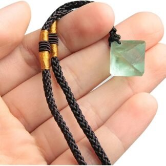 Acxico 2 pcs Green Flourite Gem Stone Crystal Pendant Necklace Healing Gemstone