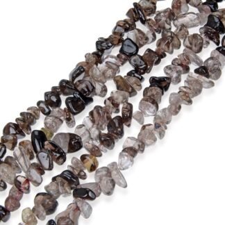Adabele 31 Inch Natural Smoky Quartz Gemstones Chip Loose Beads Drilled Hole Free Form 5mm-8mm Gem Stone Spacer for Craft Jewelry Making GZ1-18