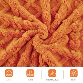 Aganear Flannel Throw Blanket - 50"x60" Orange Blankets Boho Decor Cozy Soft Bedding for Warm Present for Tennessee Vols, Christmas, Halloween, Housewarming